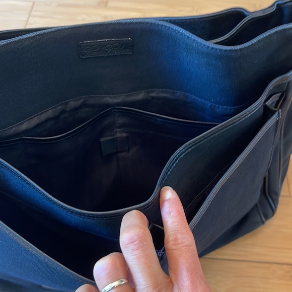 Brooks Brothers Leather/Canvas Messenger Bag Laptop Bag Black - Picture 10 of 17